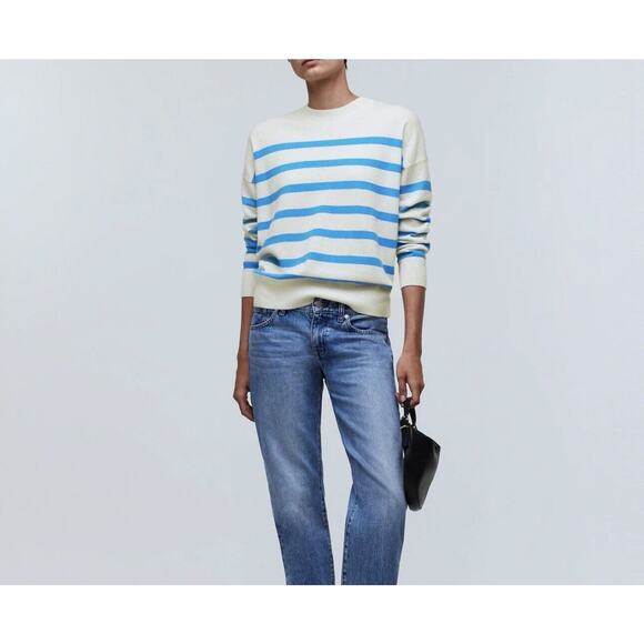 NWT Madewell Womens (Re)sponsible Cashmere Sweater Medium Oversized Striped - Picture 2 of 14